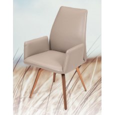 Romeo With Arms Dining Chair  With Swivel & Glide Action- Legs C Soleda Leather All Over