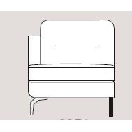 Mateo 88cm Single Left Arm Unit Fabric - Cat 120 - Dynamic Seat