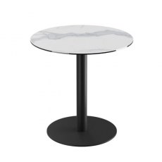 Orlando Round Table 75 x 75 cm - Matt Marble - Black lacquered steel legs