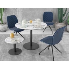 Orlando Round Table 75 x 75 cm - Matt Marble - Black lacquered steel legs