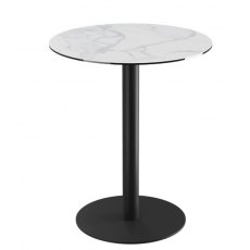 Orlando Round Table 75 x 90 cm - Matt Marble - Black lacquered steel legs