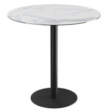 Orlando Round Table 100 x 90 cm - Matt Marble - Black lacquered steel legs