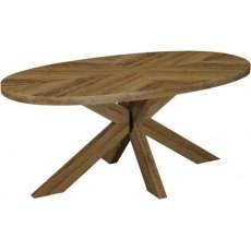 Chevron Rustic Oak 200cm - Large 6 Seater Dining Table  - WOODEN LEGS