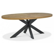 Chevron Rustic Oak 180cm - Small 6 Seater Dining Table  - METAL LEGS