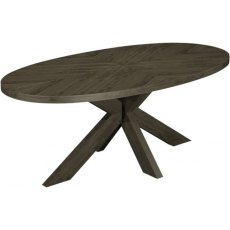 Chevron Fumed Oak 200cm - Large 6 Seater Dining Table  - WOODEN LEGS