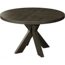 Chevron Fumed Oak 125cm - Circular Table  - WOODEN LEGS