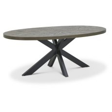 Chevron Fumed Oak 240cm - Extra Large 8 Seater Dining Table  - METAL LEGS