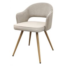 Gallery Dining Chair - Beige Fabric & Ivory Faux Leather