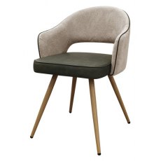 Gallery Dining Chair - Beige Fabric & Olive Faux Leather