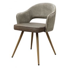 Gallery Dining Chair - Beige Fabric & Vintage Stone Faux Leather