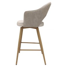 Gallery Bar Stool - Beige Fabric & Ivory Faux Leather Seat Height - 67cm