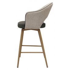 Bar Stool - Beige Fabric & Olive Faux Leather Seat Height - 67cm