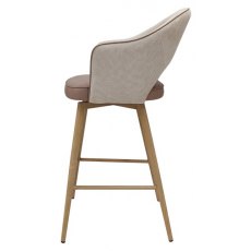 Bar Stool - Beige Fabric & Vintage Stone Faux Leather Seat Height - 67cm