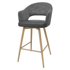 Gallery Bar Stool - Grey Fabric & Dark Grey Faux Leather Seat Height - 67cm