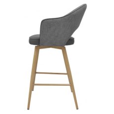 Gallery Bar Stool - Grey Fabric & Dark Grey Faux Leather Seat Height - 67cm