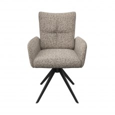 Oska Swivel With Arms Dining Chair - Beige