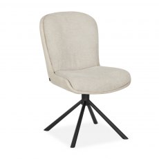 Yarnis Dining Chair - Toffee / Beige - Black Leg