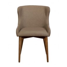 Portofino Dining Chair with Wooden Leg - Taupe