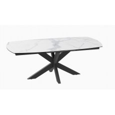 Phoenix Extending Dining Table 130/170 x 100 x 76 cm - Matt Marble - Black lacquered steel legs