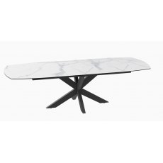 Phoenix Extending Dining Table 130/170 x 100 x 76 cm - Matt Marble - Black lacquered steel legs