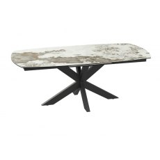 Phoenix Extending Dining Table 130/170 x 100 x 76 cm - Calcatta Marble - Black lacquered steel legs