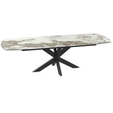 Phoenix Extending Dining Table 130/170 x 100 x 76 cm - Calcatta Marble - Black lacquered steel legs