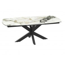 Phoenix Extending Dining Table 130/170 x 100 x 76 cm - Doro Marble - Black lacquered steel legs
