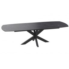 Phoenix Extending Dining Table 130/170 x 100 x 76 cm - Marquina Marble - Black lacquered steel legs