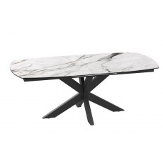 Phoenix Extending Dining Table 130/170 x 100 x 76 cm - Fiorention Marble - Black lacquered steel leg