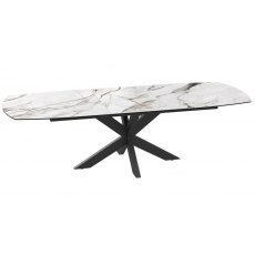 Phoenix Extending Dining Table 130/170 x 100 x 76 cm - Fiorention Marble - Black lacquered steel leg