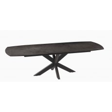 Phoenix Extending Dining Table 130/170 x100 x76 cm - Dark Steel Ceramics -Black lacquered steel leg