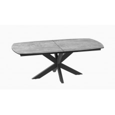 Extending Dining Table 130/170 x 100 x 76 cm - Silver - Black lacquered steel legs