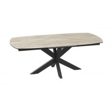Extending Dining Table 130/170 x 100 x 76 cm - Travertine - Black lacquered steel legs
