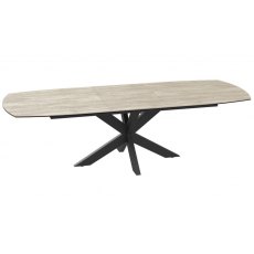 Extending Dining Table 130/170 x 100 x 76 cm - Travertine - Black lacquered steel legs