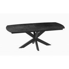 Extending Dining Table 130/170 x 100 x 76 cm - Titanium - Black lacquered steel legs