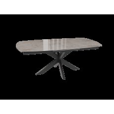 Extending Dining Table 130/170 x 100 x 76 cm - Breccia Glossy - Black lacquered steel legs