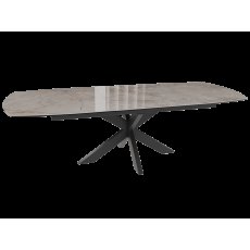 Extending Dining Table 130/170 x 100 x 76 cm - Breccia Glossy - Black lacquered steel legs