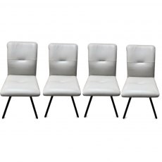 Set Of 4 Soro Dining Chairs Grey Leather