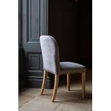 Pavilion Dining Chair - Smoke with Grey oil legs & Brass Studs