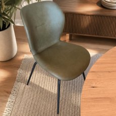 Sergio Fixed Dining Chair  - Legs A Semi Leather All Over