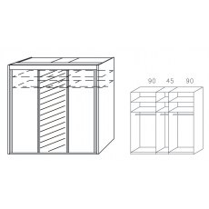 Allegro 225cm Sliding Wardrobe with 223cm High Wood Effect and Mirror Door