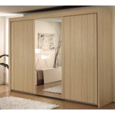 Allegro 225cm Sliding Wardrobe with 223cm High Wood Effect and Mirror Door