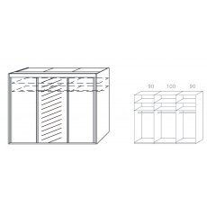 Allegro 280cm Sliding Wardrobe with 223cm High Wood Effect and Mirror Door