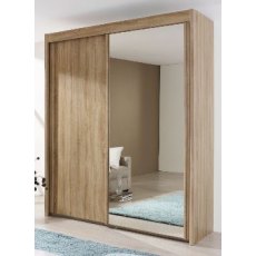 Allegro 181cm Sliding Wardrobe with 223cm High Wood Effect and Mirror Door