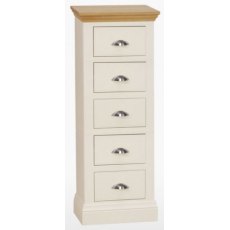 Coelo Oak Top Bedroom 5 Drawer Narrow Chest