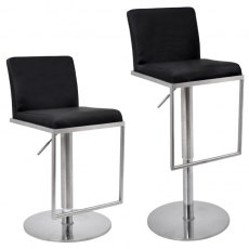 Metropolitan Bar Stool Cadiz Black Faux Leather Seat Brushed Steel Frame