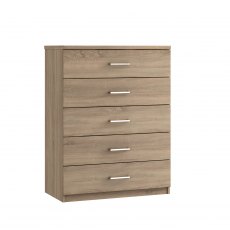 Malta Bedroom 5 Drawer Chest  Finish - Bardolino Oak