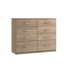 Malta Bedroom 4 Drawer Twin Chest With 1 Deep Drawer  Finish - Bardolino Oak