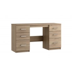 Malta Bedroom Double Pedestal Dressing Table  Finish - Bardolino Oak