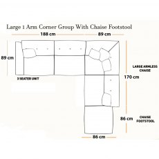 Cromer - Large Armless Corner Group Right Hand Facing 3 Seater Unit With Chaise Footstool